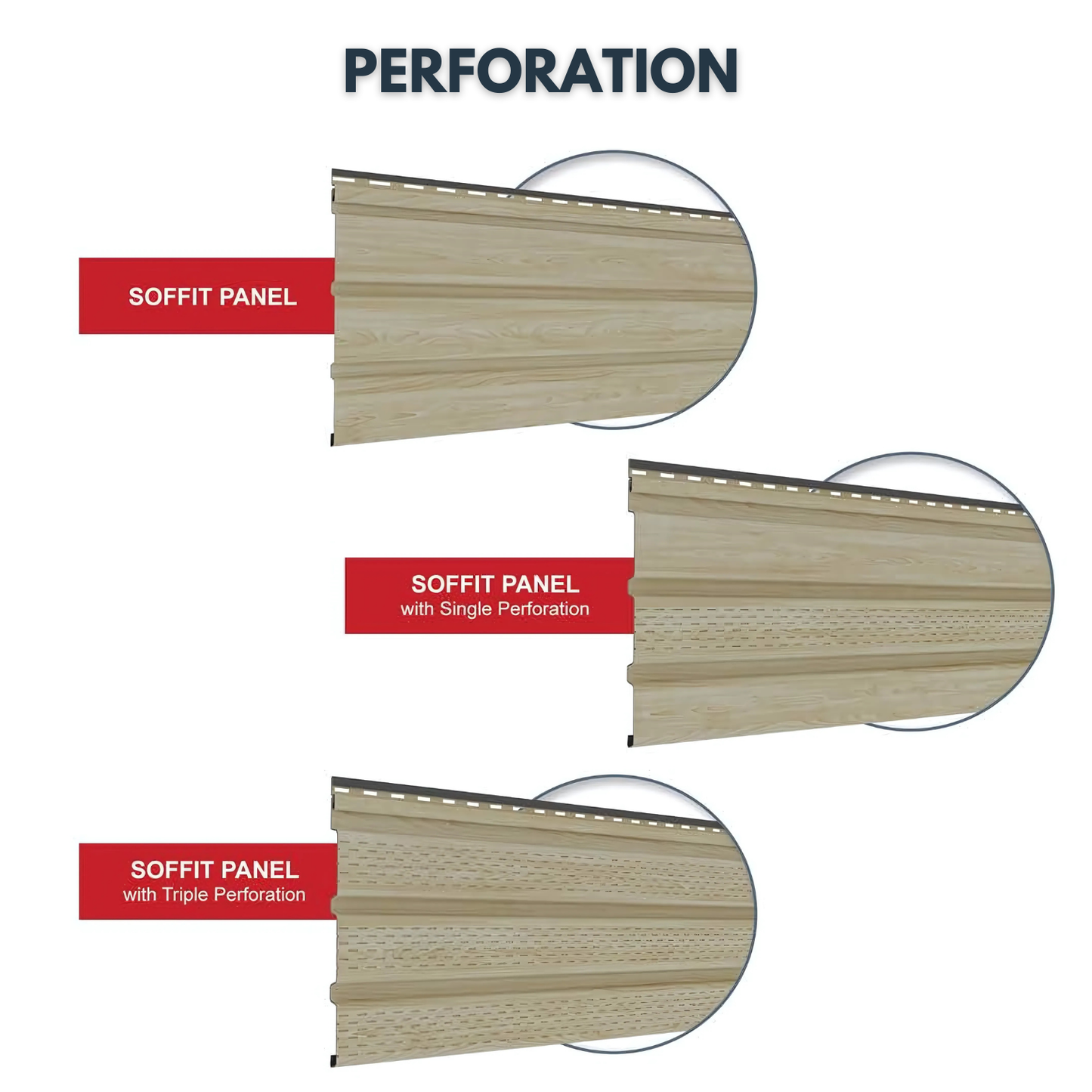 SOFFIT PANEL / SOFFIT PANEL WITH SINGLE PERFORATION / SOFFIT PANEL WITH TRIPLE PERFORATION / 340MM  X 3060MM / INTERNAL CEILINGS AND WALLS / EXTERNAL CEILINGS / PARE INNOV+ / SOFFIT PANELS