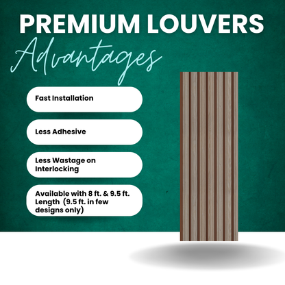 GL-6216 / EMPORIO PREMIUM LOUVERS / SEAMLESS INTERLOCKING LOUVERS / 8 FT x 10 INCHES