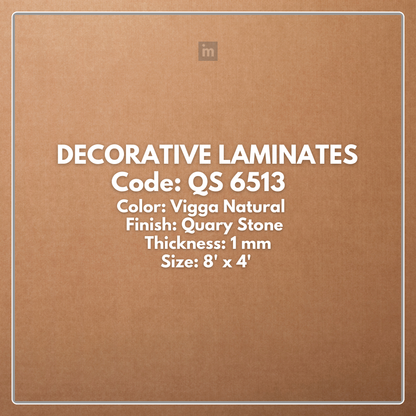 QS - 6513 VIGGA NATURAL / QUARY STONE / DECORATIVE LAMINATE / THINK LUXURY  - 1MM - 8FT x 4FT