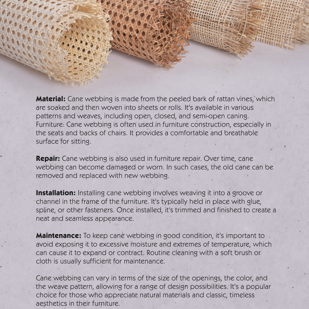 STAR NATURAL BROWN - 60 X 750 CM (50 SQ FT) -  RATTEN CANE WEBBING - CLASSIC & DIVINE