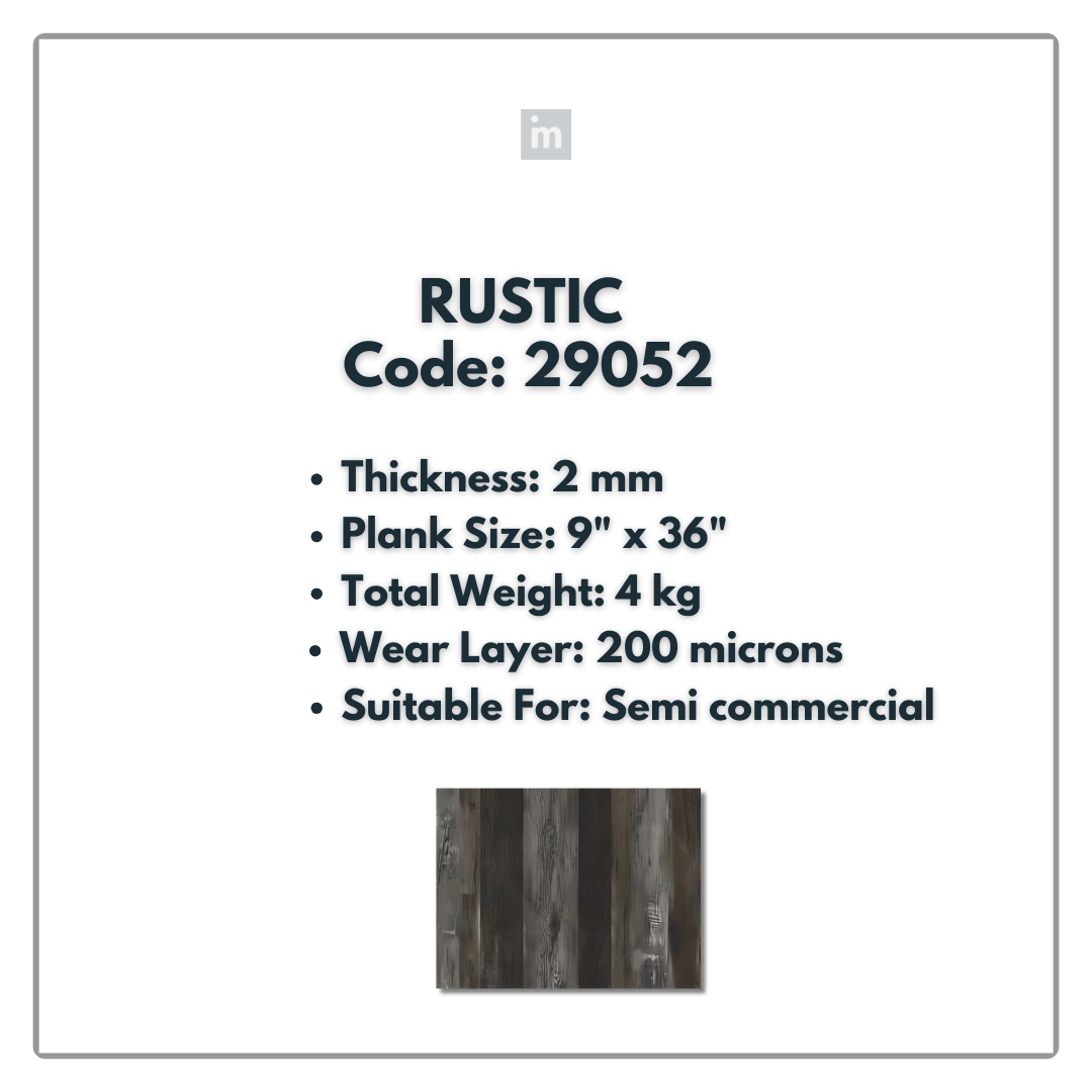 29052 - RUSTIC - 6" X 36" X 2MM - PVC FLOORING - VINYL  PLANKS &  TILES -  SOLUTIA - FLOORING