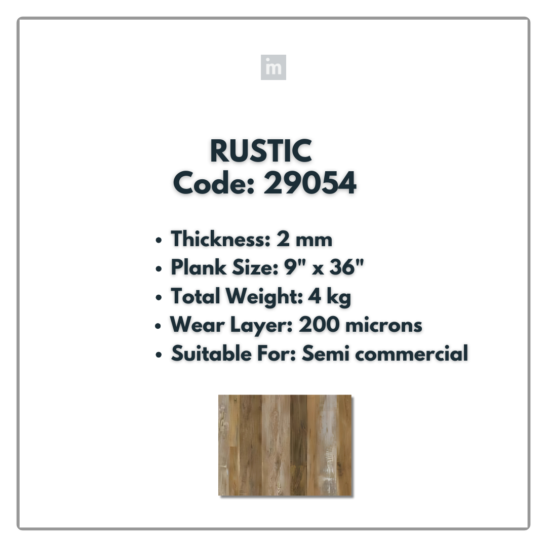 29054 - RUSTIC - 6" X 36" X 2MM - PVC FLOORING - VINYL  PLANKS &  TILES -  SOLUTIA - FLOORING