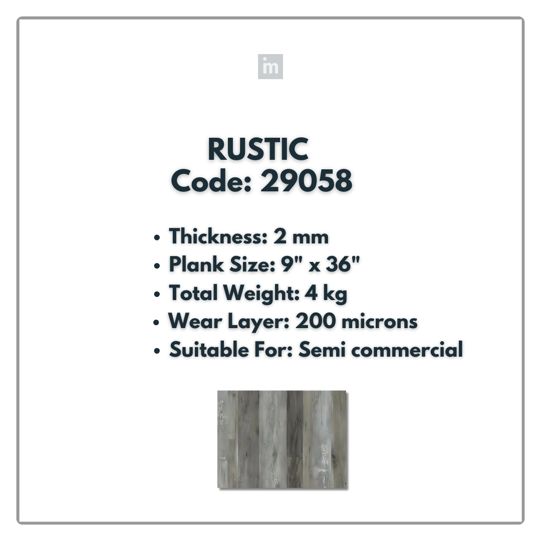29058 - RUSTIC - 6" X 36" X 2MM - PVC FLOORING - VINYL  PLANKS &  TILES -  SOLUTIA - FLOORING