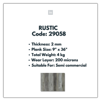 29058 - RUSTIC - 6" X 36" X 2MM - PVC FLOORING - VINYL  PLANKS &  TILES -  SOLUTIA - FLOORING