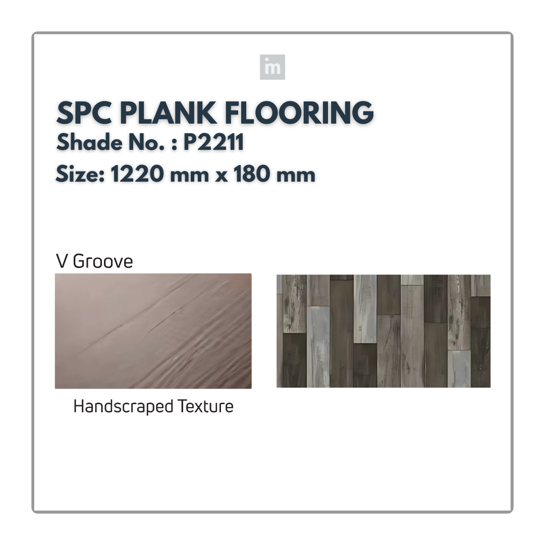 P 2211 - HANDSCRAPED TEXTURE  - SPC PLANK FLOORING - 1220MM X 180MM X 0.3/5 + 1MM  - STUPA - SPC COLLECTION - FLOORING