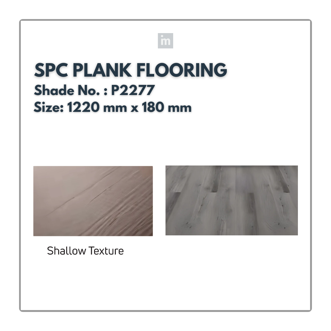 P 2277 - SHALLOW TEXTURE  - SPC PLANK FLOORING - 1220MM X 180MM X 0.3/5 + 1MM  - STUPA - SPC COLLECTION - FLOORING