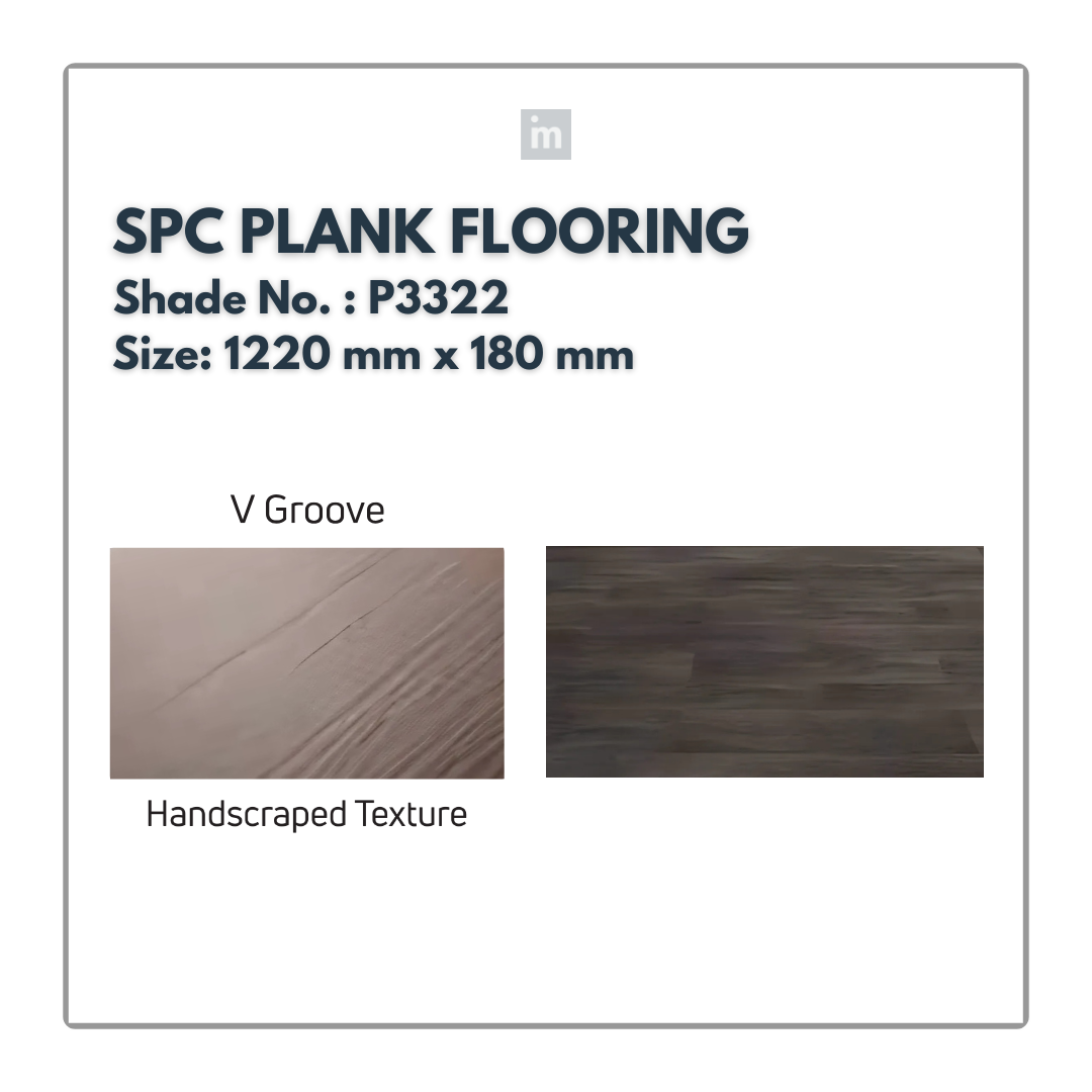 P 3322 - HANDSCRAPED TEXTURE - SPC PLANK FLOORING - 1220MM X 180MM X 0.3/5 + 1MM  - STUPA - SPC COLLECTION - FLOORING