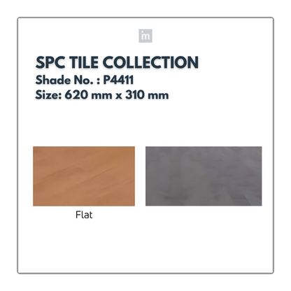 P 4411 - FLAT - SPC TILE FLOORING - 620MM X 310MM X 0.3/5 + 1MM  - STUPA - SPC COLLECTION - FLOORING