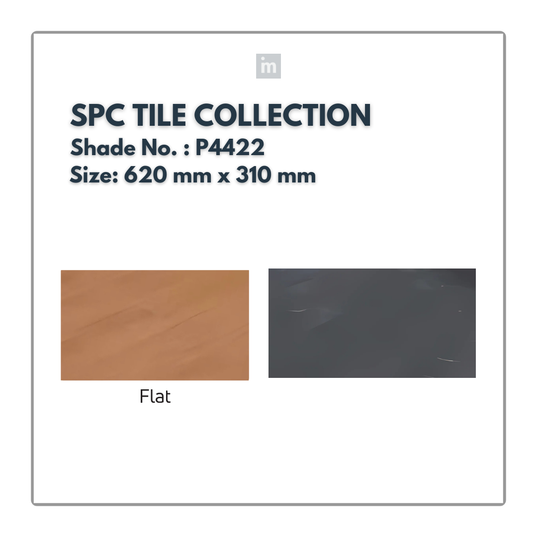 P 4422 - FLAT - SPC TILE FLOORING - 620MM X 310MM X 0.3/5 + 1MM  - STUPA - SPC COLLECTION - FLOORING