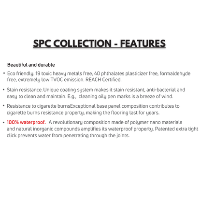 P 4444 - FLAT - SPC TILE FLOORING - 620MM X 310MM X 0.3/5 + 1MM  - STUPA - SPC COLLECTION - FLOORING