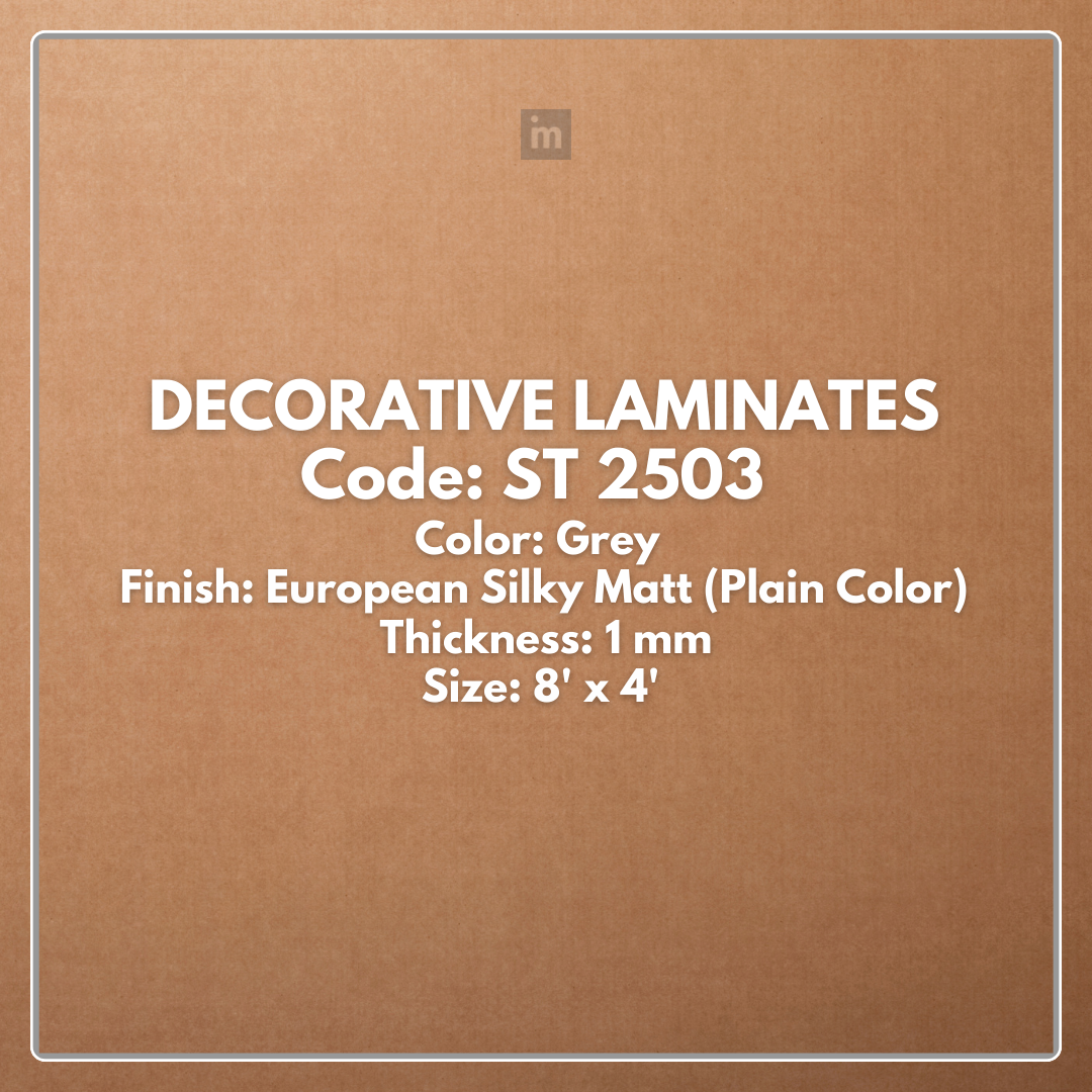 ST 2503 GREY / EUROPEAN SILKY MATT / PLAIN COLOR / DECORATIVE LAMINATE / THINK LUXURY  - 1MM - 8FT x 4FT