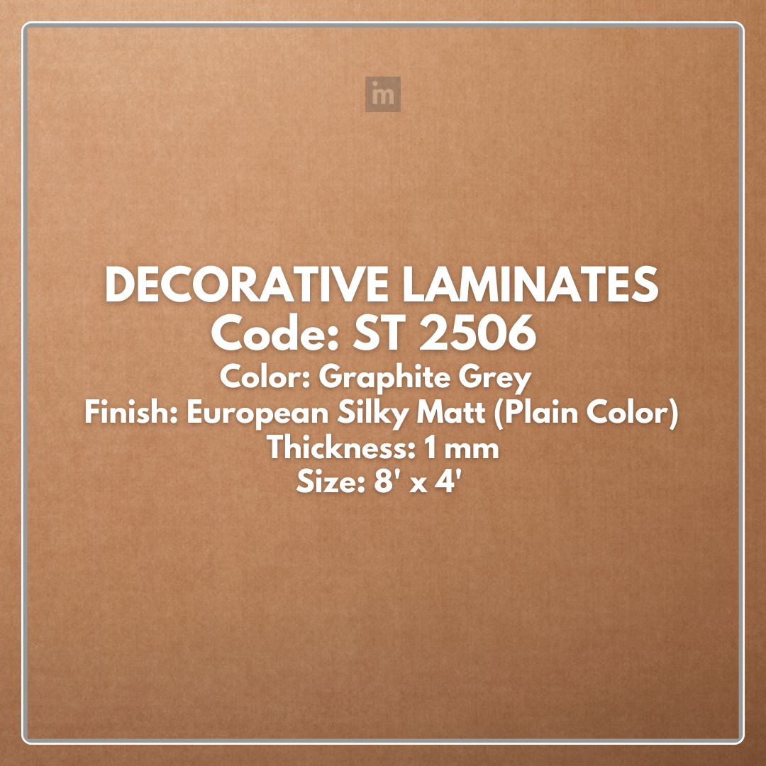 ST 2506 GRAPHITE GREY / EUROPEAN SILKY MATT / PLAIN COLOR / DECORATIVE LAMINATE / THINK LUXURY  - 1MM - 8FT x 4FT