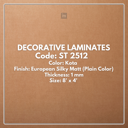 ST 2512 KOTA / EUROPEAN SILKY MATT / PLAIN COLOR / DECORATIVE LAMINATE / THINK LUXURY  - 1MM - 8FT x 4FT