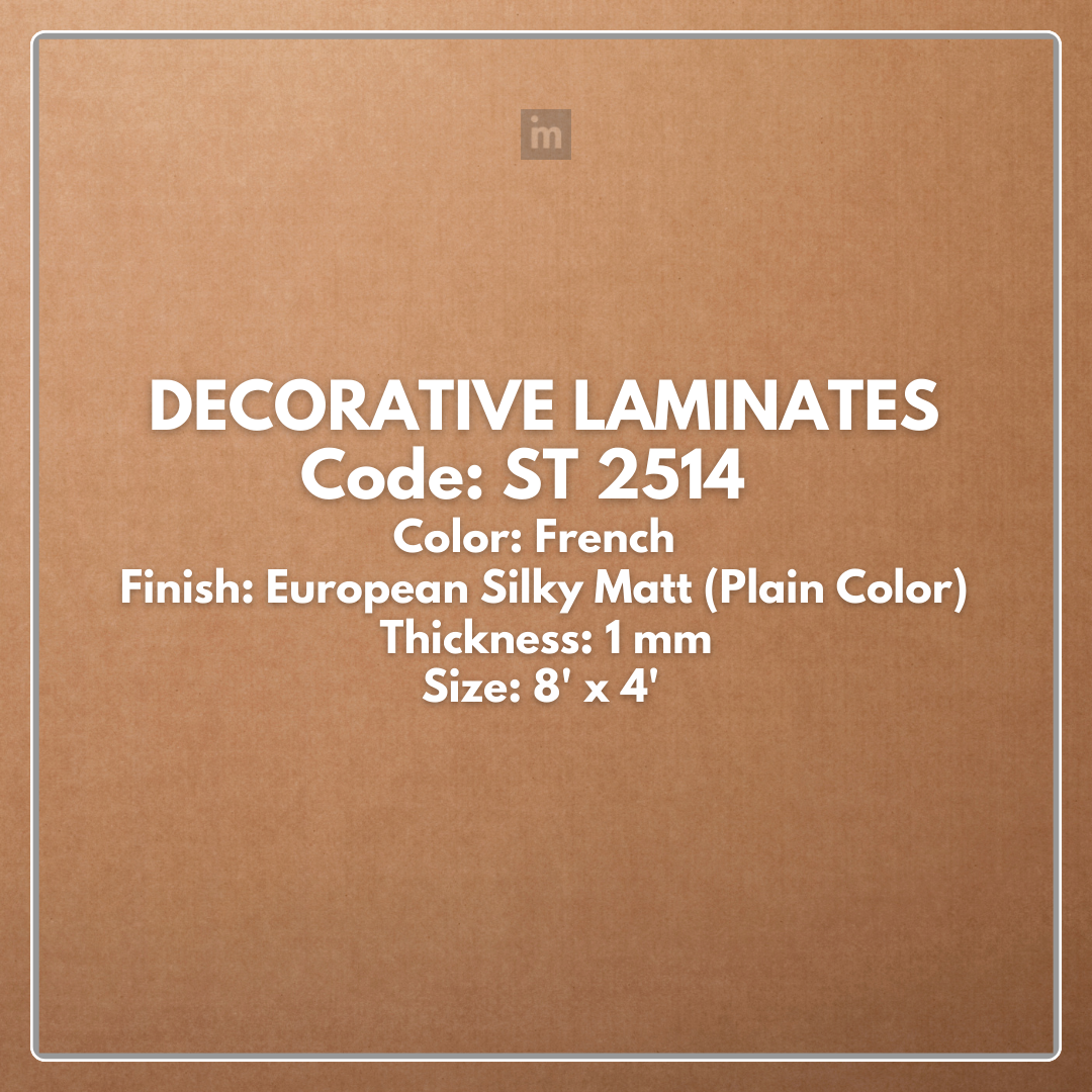 ST 2514 FRENCH / EUROPEAN SILKY MATT / PLAIN COLOR / DECORATIVE LAMINATE / THINK LUXURY  - 1MM - 8FT x 4FT