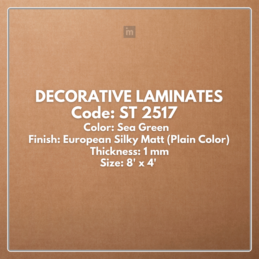 ST 2517 SEA GREEN / EUROPEAN SILKY MATT / PLAIN COLOR / DECORATIVE LAMINATE / THINK LUXURY  - 1MM - 8FT x 4FT