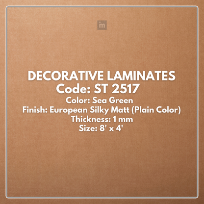 ST 2517 SEA GREEN / EUROPEAN SILKY MATT / PLAIN COLOR / DECORATIVE LAMINATE / THINK LUXURY  - 1MM - 8FT x 4FT