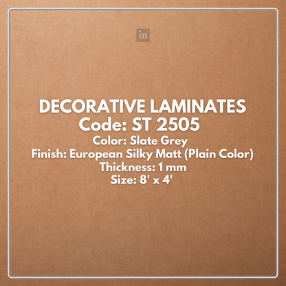 ST 2505 SLATE GREY / EUROPEAN SILKY MATT / PLAIN COLOR / DECORATIVE LAMINATE / THINK LUXURY  - 1MM - 8FT x 4FT