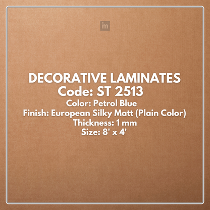 ST 2513 PETROL BLUE / EUROPEAN SILKY MATT / PLAIN COLOR / DECORATIVE LAMINATE / THINK LUXURY  - 1MM - 8FT x 4FT