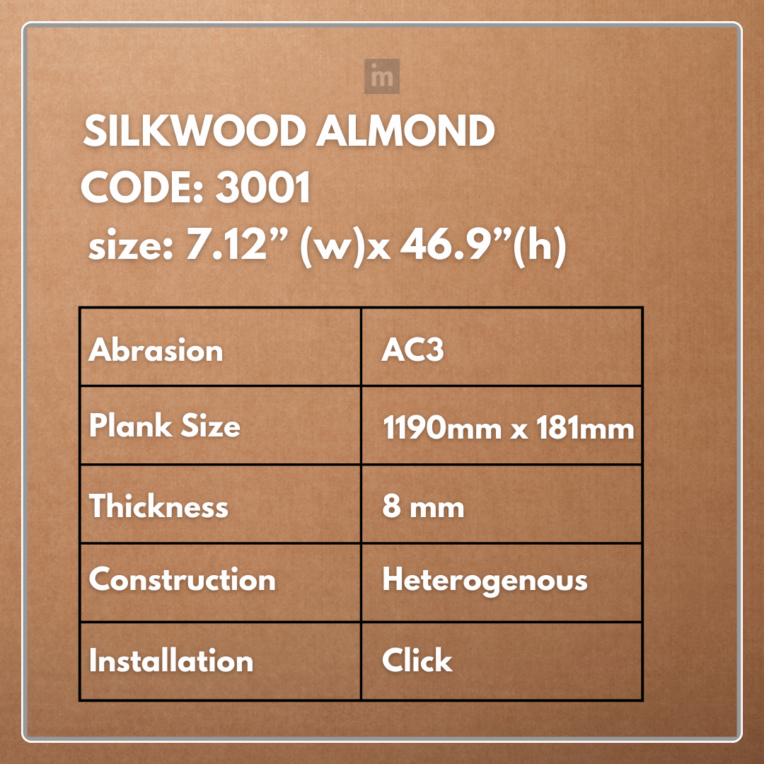 LM 3001 - SILKWOOD ALMOND - AC3 08MM X 1190MM X 181MM  - EXCELAM - PRIME FLOORS  - HDF LAMINATE FLOORING