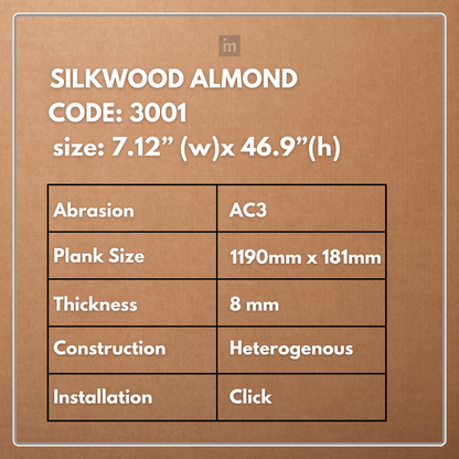 LM 3001 - SILKWOOD ALMOND - AC3 08MM X 1190MM X 181MM  - EXCELAM - PRIME FLOORS  - HDF LAMINATE FLOORING