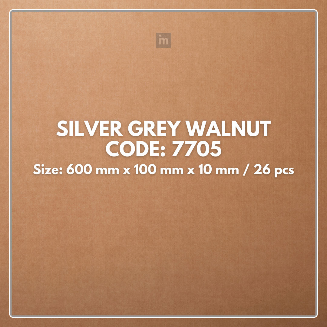 7705 - SILVER GREY WALNUT - 600MM X 100MM X 10MM - LIVANTI - WOOD FLOORS - HYBRID LAMINATE FLOORING