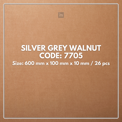 7705 - SILVER GREY WALNUT - 600MM X 100MM X 10MM - LIVANTI - WOOD FLOORS - HYBRID LAMINATE FLOORING