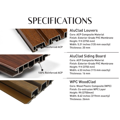 VPEX 1: AFRICAN TEAK / WPC WOODCLAD / ACP BASED LOUVERS / 9 FT x 219 MM x 26 MM