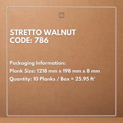 786 - STRETTO WALNUT - AC4 1218MM X 198MM X 8MM - MAJESTIC - LAMINATE WOODEN  FLOORING