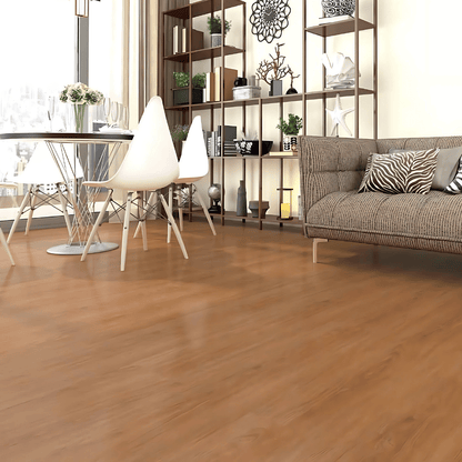 AC: HF000821 - TEAK BROWN - WOOD - BLISS COLLECTION - 8.86INCH X 48.03INCH X 4MM - CLICK N LOCK TILES - WELSPUN FLOORING