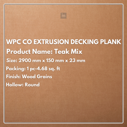 TEAK MIX - WPC CO EXTRUSION DECKING PLANK - FLOORWALK  - LAMINATE FLOORING