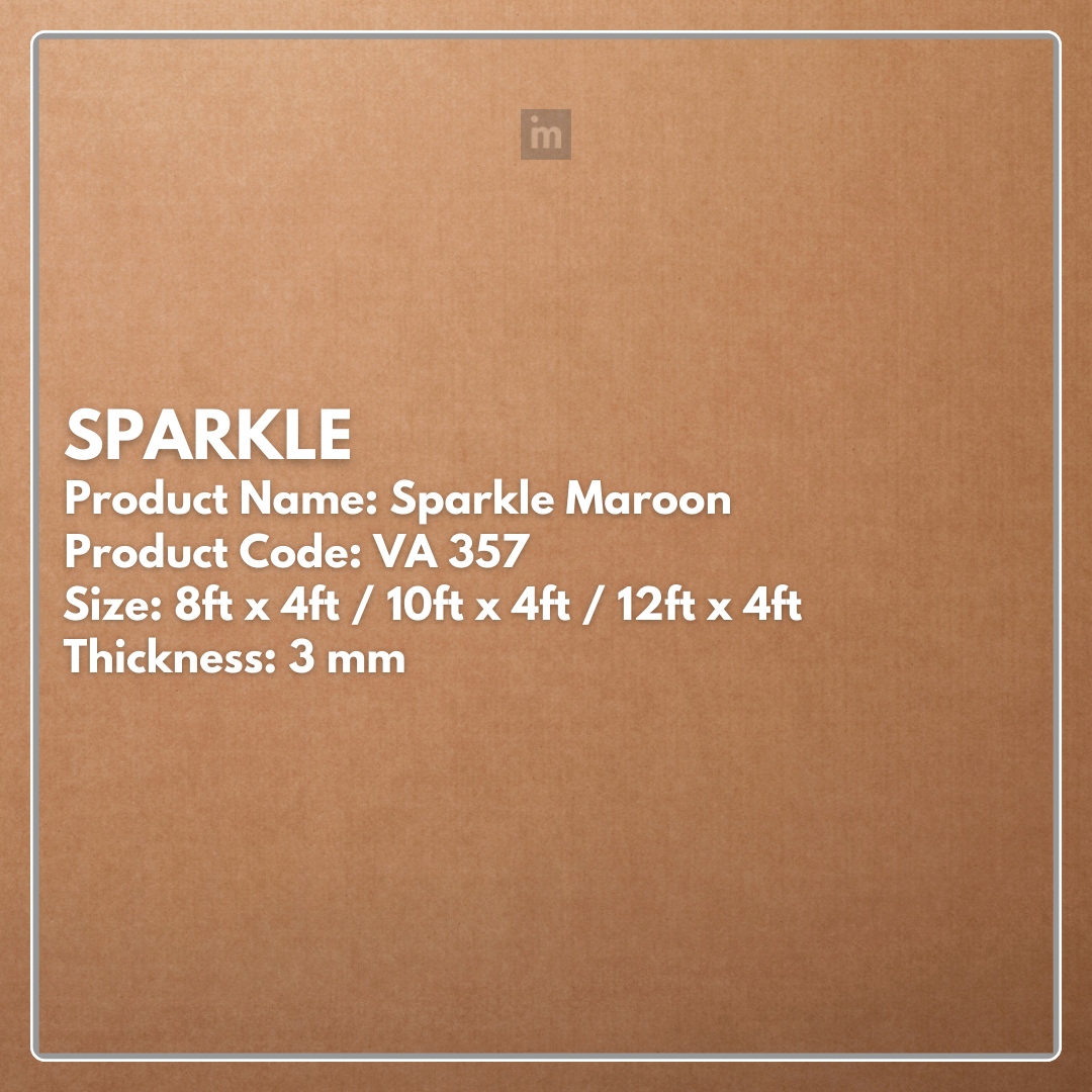 VA - 357 - SPARKLE MAROON - SPARKLE  - 8FT X 4FT / 10FT X 4FT / 12FT X 4FT - 3MM- VIVA - ACP