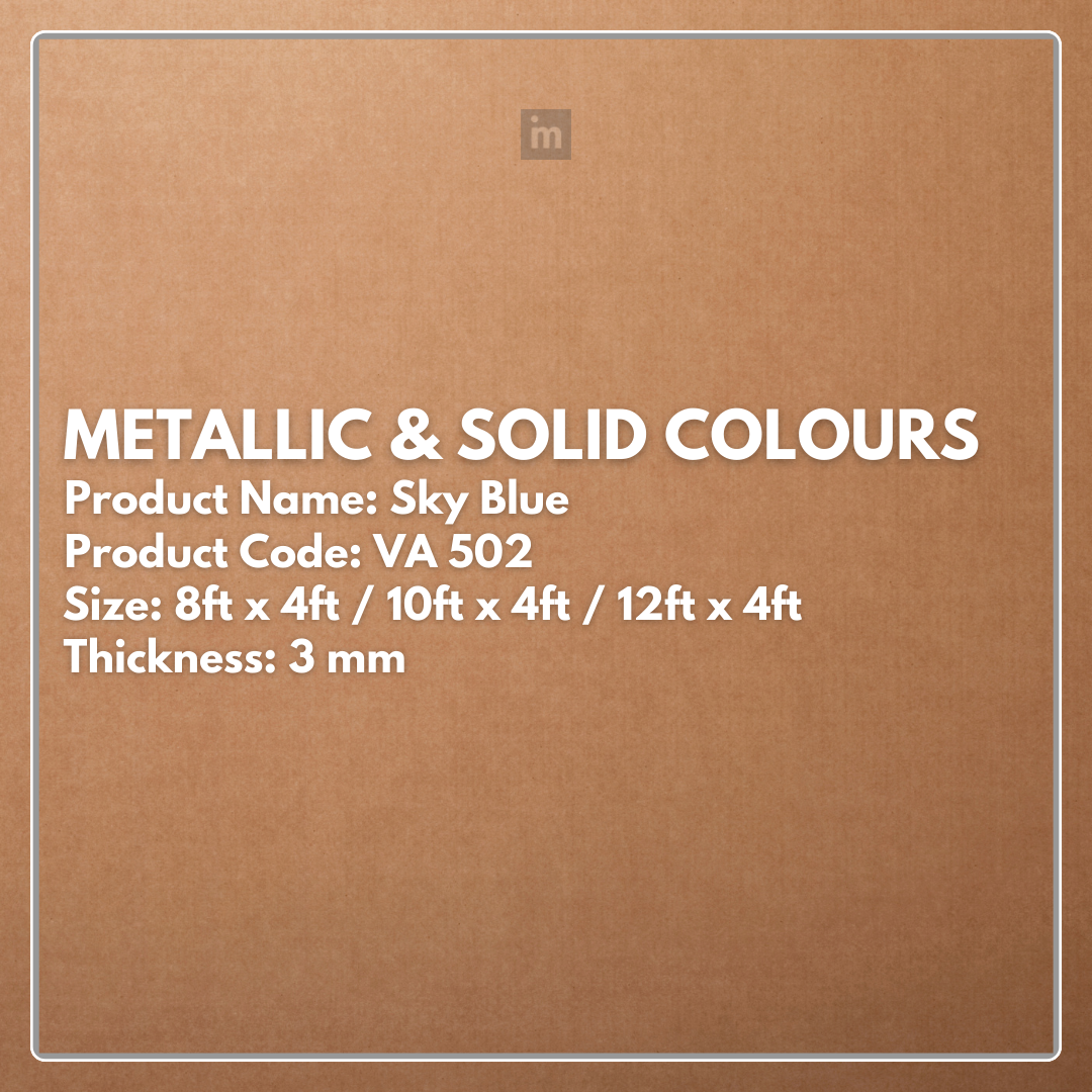 VA - 502 - SKY BLUE - METALLIC & SOLID COLOURS - 8FT X 4FT / 10FT X 4FT / 12FT X 4FT - 3MM- VIVA - ACP