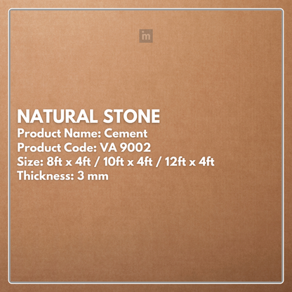 VA -9002 - CEMENT - NATURAL STONE  - 8FT X 4FT / 10FT X 4FT / 12FT X 4FT - 3MM- VIVA - ACP