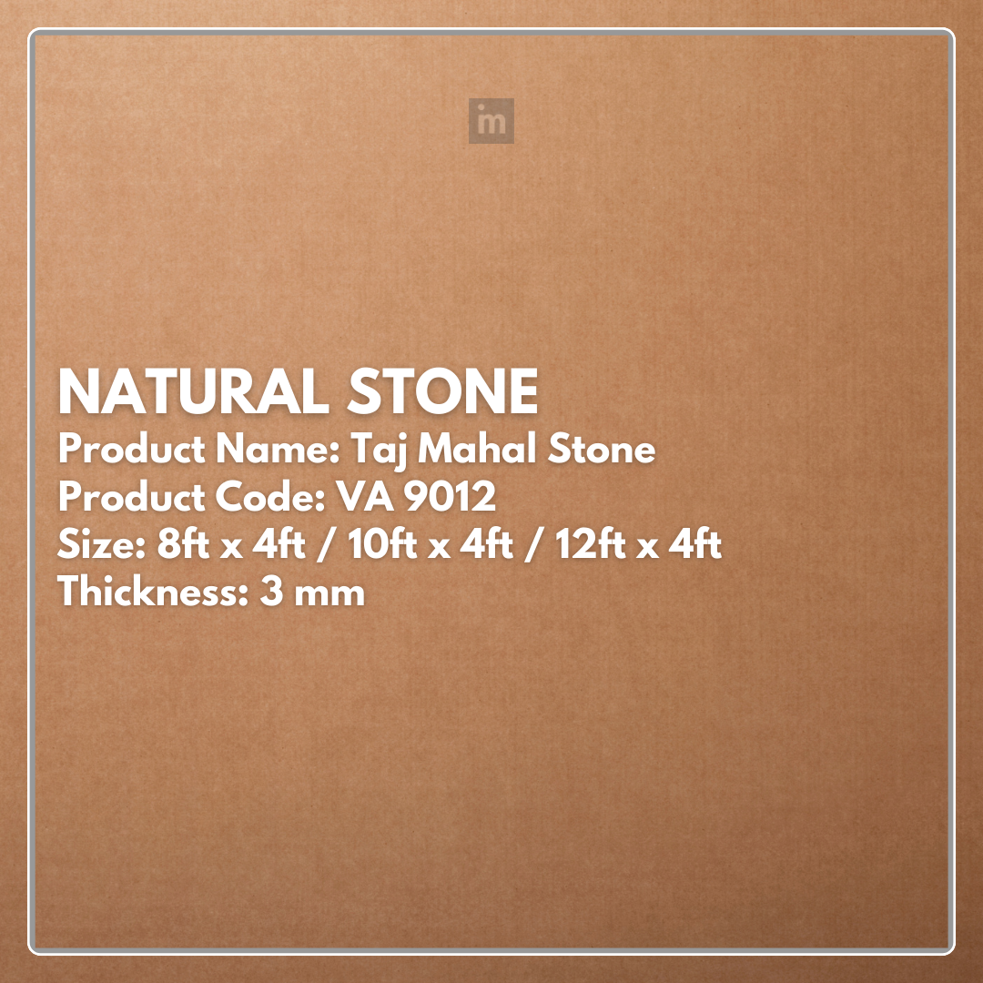 VA - 9012 - TAJ MAHAL STONE - NATURAL STONE  - 8FT X 4FT / 10FT X 4FT / 12FT X 4FT - 3MM- VIVA - ACP