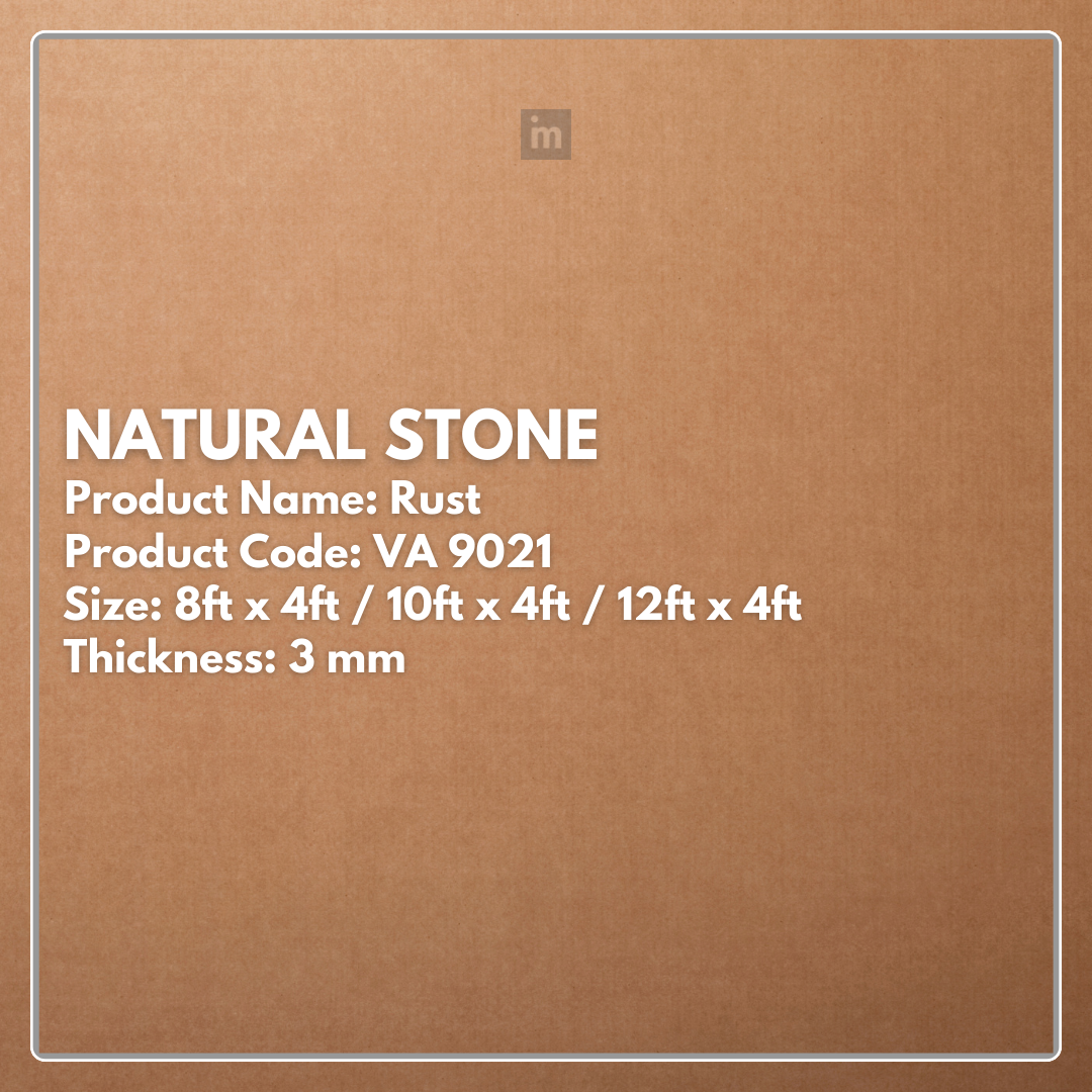 VA - 9021 - RUST - NATURAL STONE  - 8FT X 4FT / 10FT X 4FT / 12FT X 4FT - 3MM- VIVA - ACP