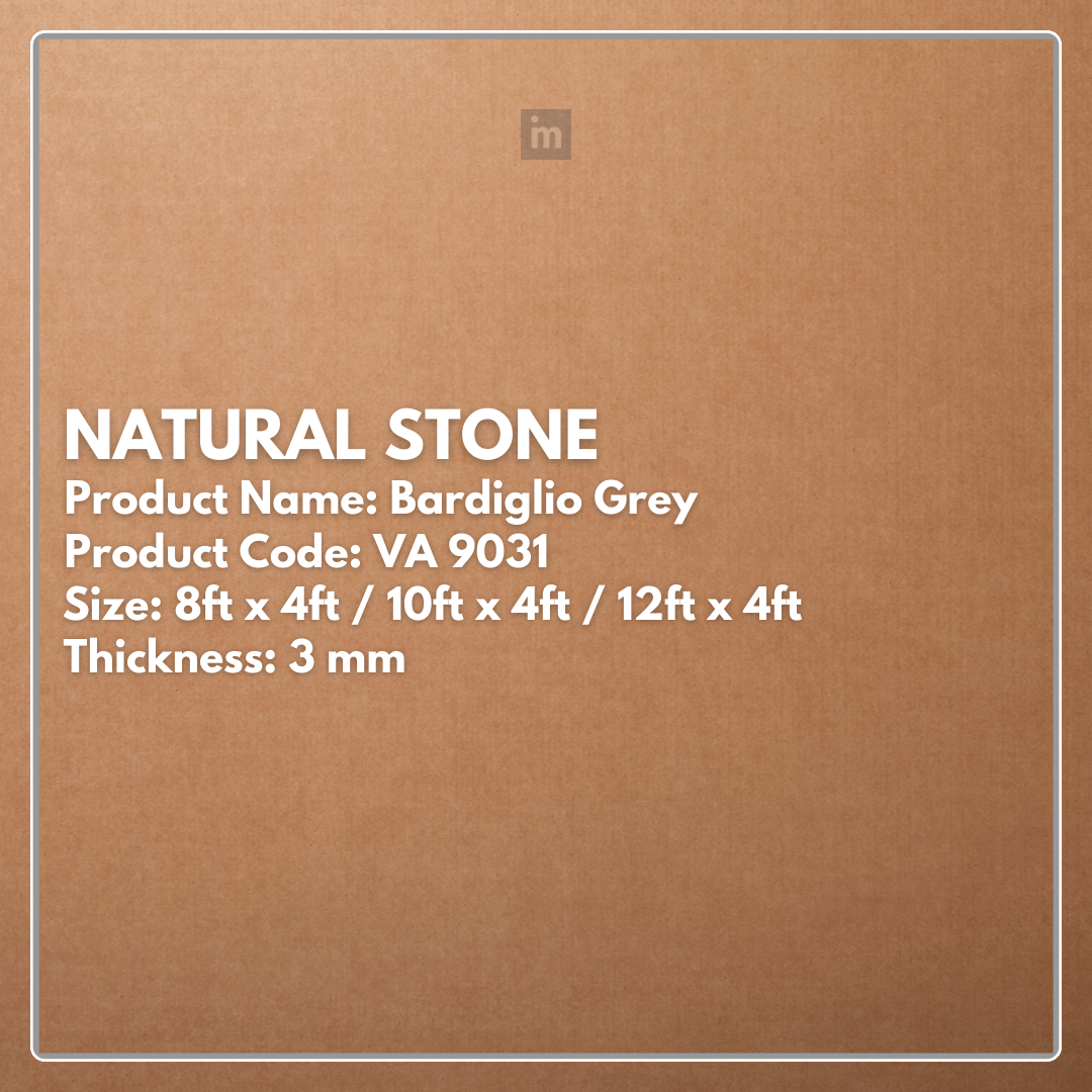 VA - 9031 - BARDIGLIO GREY - NATURAL STONE  - 8FT X 4FT / 10FT X 4FT / 12FT X 4FT - 3MM- VIVA - ACP