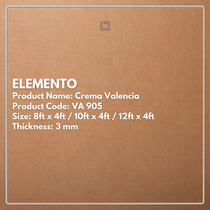 VA - 905 - CREMA VALENCIA - ELEMENTO - 8FT X 4FT / 10FT X 4FT / 12FT X 4FT - 3MM- VIVA - ACP