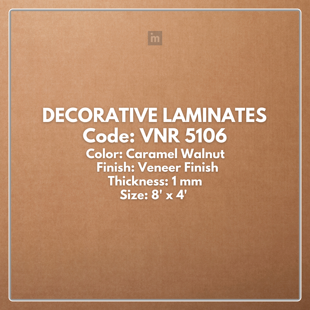 VNR 5106 CARAMEL WALNUT / VENEER FINISH   / DECORATIVE LAMINATE / THINK LUXURY  - 1MM - 8FT x 4FT