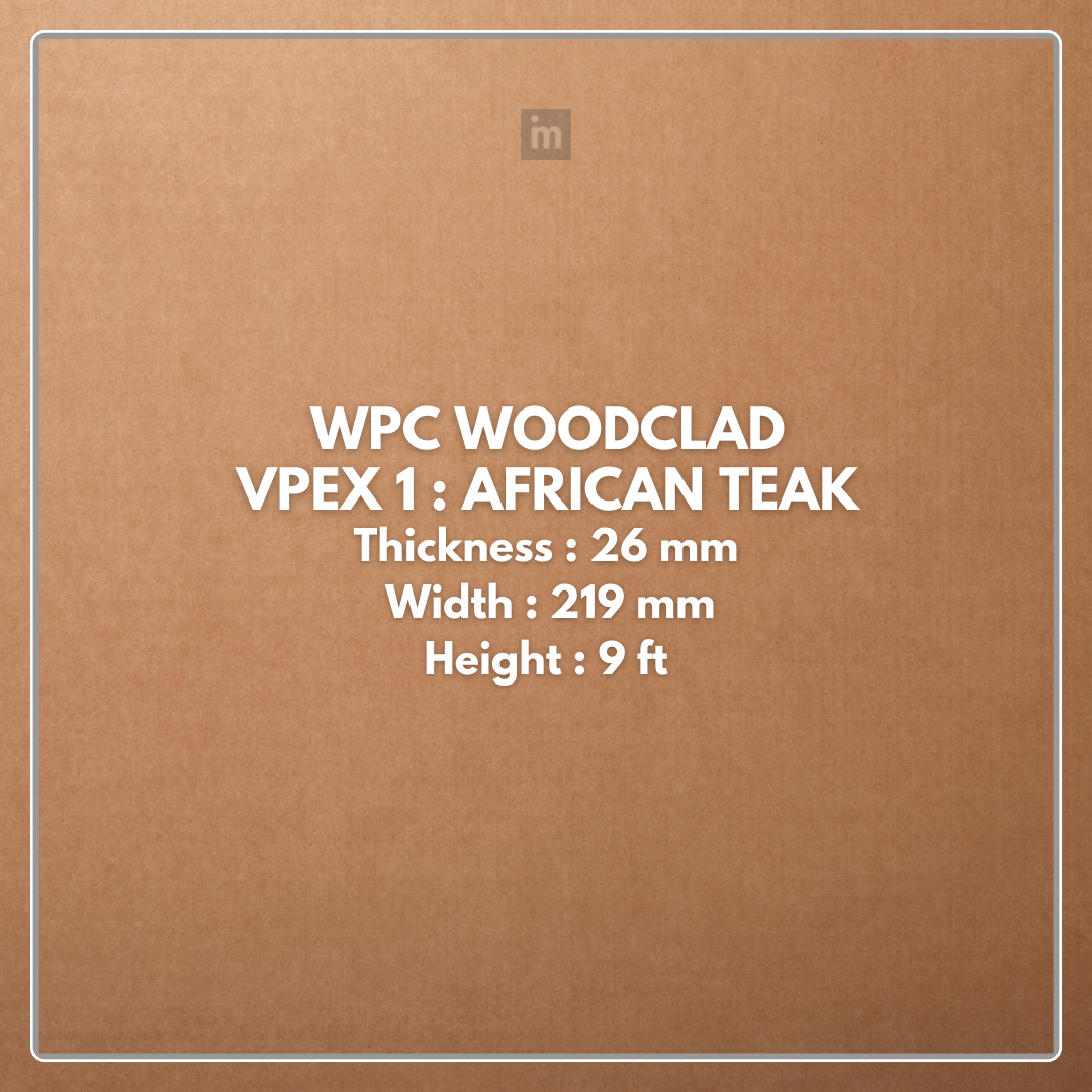 VPEX 1: AFRICAN TEAK / WPC WOODCLAD / ACP BASED LOUVERS / 9 FT x 219 MM x 26 MM