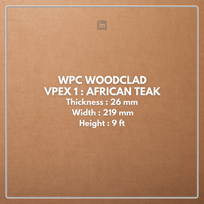 VPEX 1: AFRICAN TEAK / WPC WOODCLAD / ACP BASED LOUVERS / 9 FT x 219 MM x 26 MM