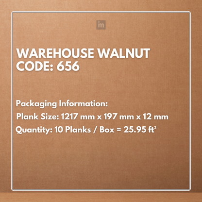 656 - WAREHOUSE WALNUT - AC5 1217MM X 197MM X 12MM - RADIANT - LAMINATE WOODEN FLOORING