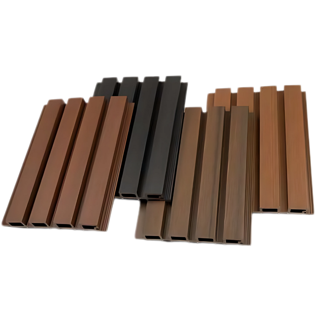 WPC Co-Extrusion Great Wall Panel | Finish: Brushed| Colours: Teak, Redwood, Walnut, Black | Size: 2440 x 219 x 26mm