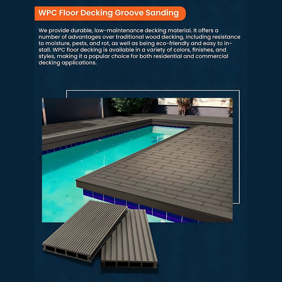 WPC Floor Decking | Groove sanding | Colours: Teak, Walnut, Grey, Wenge | Size: 2440 x 146 x 24mm