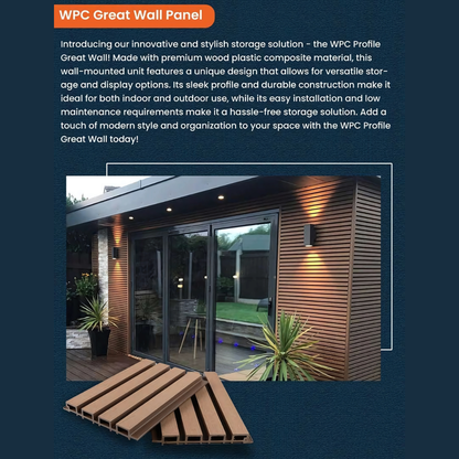 WPC Great Wall Panel | Finish: Brushed| Colours: Teak, Walnut, Wenge, Grey | Size: 2440 x 219 x 26mm
