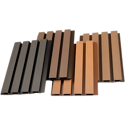 WPC Great Wall Panel | Finish: Brushed| Colours: Teak, Walnut, Wenge, Grey | Size: 2440 x 219 x 26mm