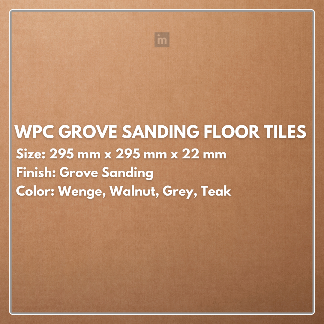 WPC Groove Sanding Floor Tiles | Colours: Teak, Walnut, Grey, Wenge | Size: 295 x 295 x 22mm