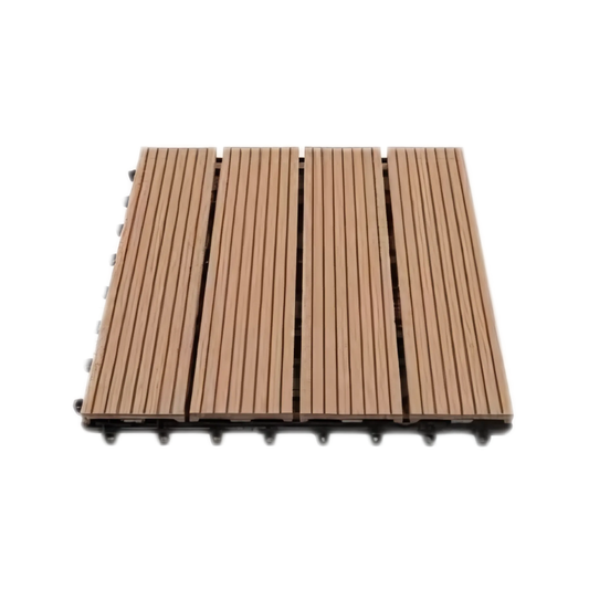 WPC Groove Sanding Floor Tiles | Colours: Teak, Walnut, Grey, Wenge | Size: 295 x 295 x 22mm