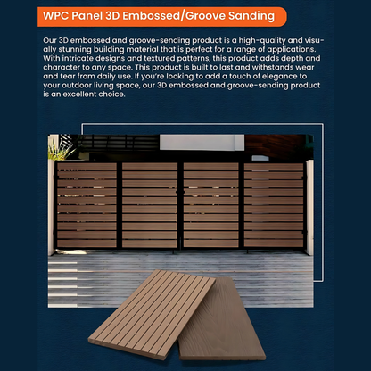 WPC Panel | 3D Embossed | Groove sanding | Colours: Teak, Walnut, Grey, Wenge | Size: 2440 x 150 x 10mm