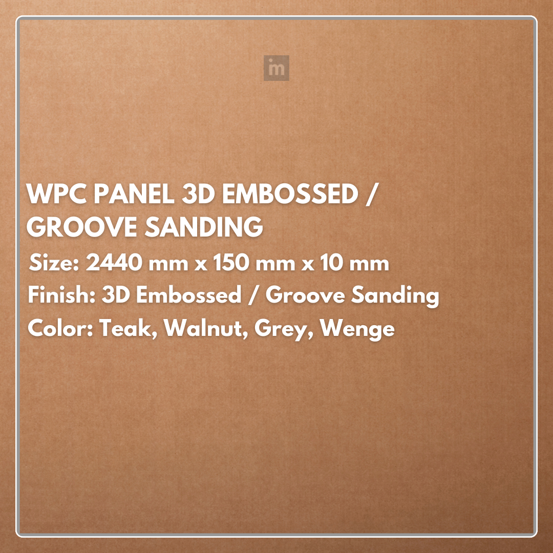 WPC Panel | 3D Embossed | Groove sanding | Colours: Teak, Walnut, Grey, Wenge | Size: 2440 x 150 x 10mm