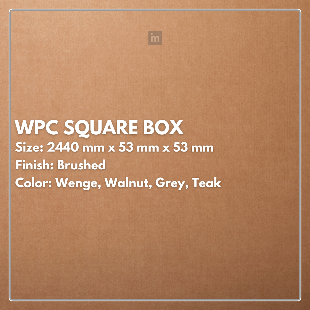 WPC Exterior Profile Square | Colours: Teak, Walnut, Grey, Wenge | Size: 2440 x 53 x 53mm